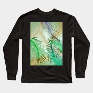 PASTEL FEATHERS TROPICAL PALM DESIGN BEACH POSTER ART PRINT Long Sleeve T-Shirt